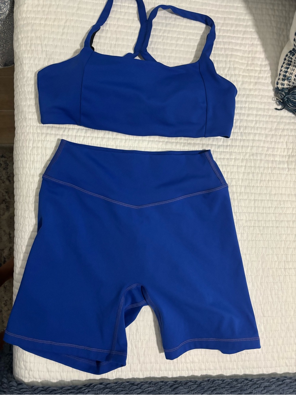 Royal Blue Active Two-Piece Set - Sports Bra & High-Rise Shorts